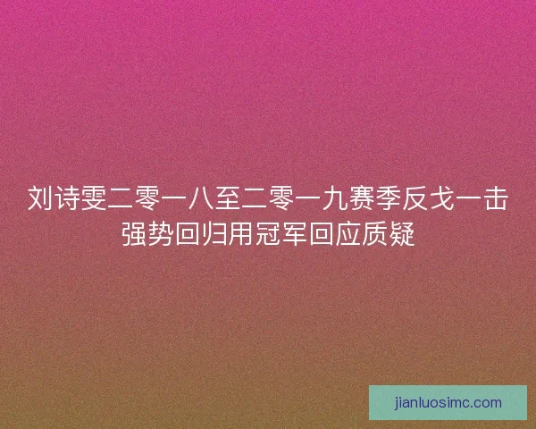 刘诗雯二零一八至二零一九赛季反戈一击强势回归用冠军回应质疑