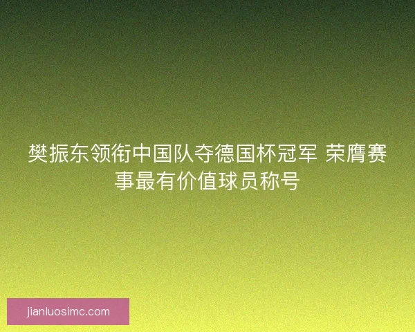 樊振东领衔中国队夺德国杯冠军 荣膺赛事最有价值球员称号