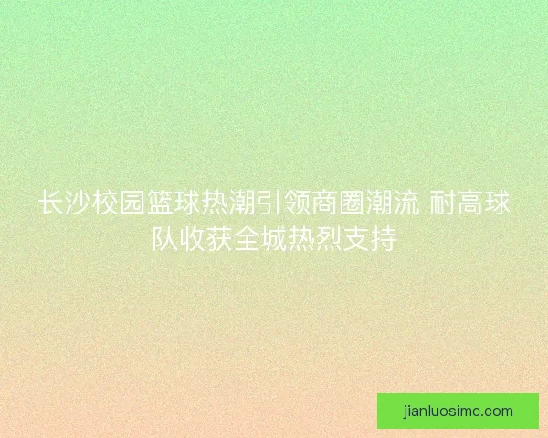 长沙校园篮球热潮引领商圈潮流 耐高球队收获全城热烈支持