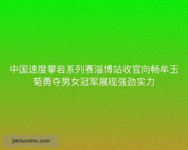 中国速度攀岩系列赛淄博站收官向畅牟玉菊勇夺男女冠军展现强劲实力