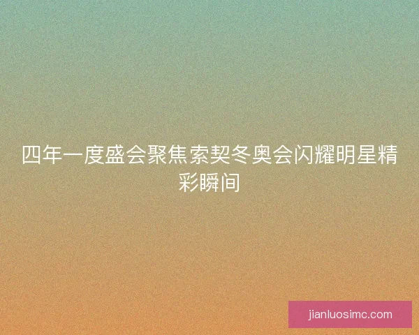 四年一度盛会聚焦索契冬奥会闪耀明星精彩瞬间