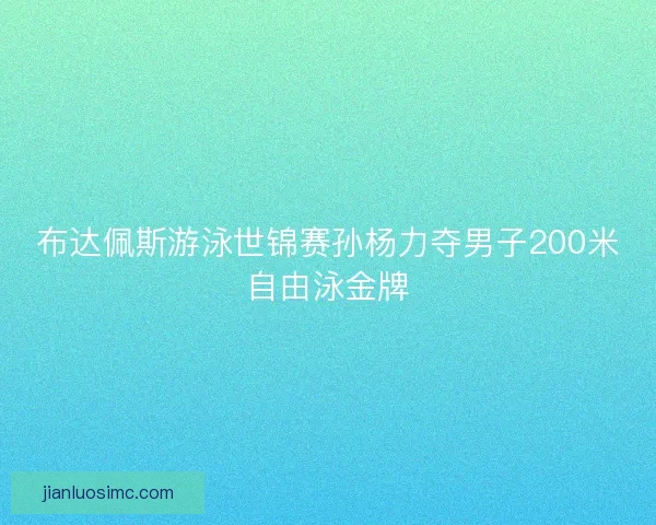 布达佩斯游泳世锦赛孙杨力夺男子200米自由泳金牌 布达佩斯游泳世锦赛孙杨力夺男子200米自由泳金牌